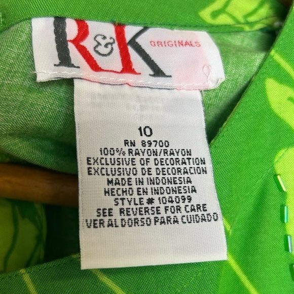 VTG Y2K R&K Originals Midi Dress Women Size 10 Beaded Sequins Floral Slits Hem - Picture 11 of 15